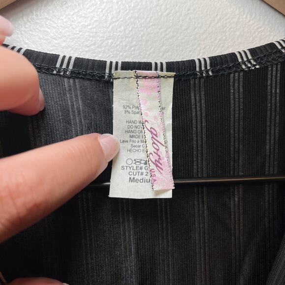 Glory Women's Striped V-neck Stretch Midi Dress Black White Size Medium - Picture 3 of 5